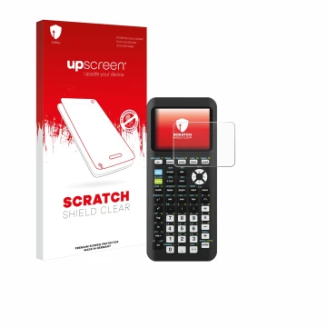 Parte frontal de un envase de producto con el logotipo de la marca upscreen. Al lado se muestra el dispositivo Texas Instrumen