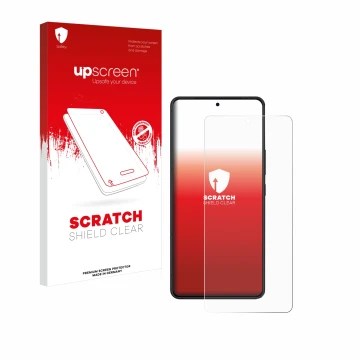 Parte frontal de un envase de producto con el logotipo de la marca upscreen. Al lado se muestra el dispositivo ASUS ROG Phone 