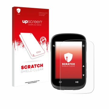 Parte frontal de un envase de producto con el logotipo de la marca upscreen. Al lado se muestra el dispositivo CooSpo CS500 co