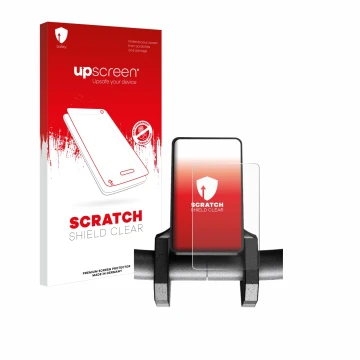 Parte frontal de un envase de producto con el logotipo de la marca upscreen. Al lado se muestra el dispositivo Joyor S10-S V1 