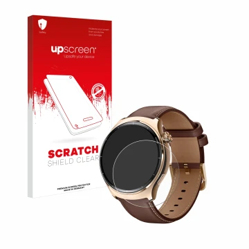 Parte frontal de un envase de producto con el logotipo de la marca upscreen. Al lado se muestra el dispositivo Xiaomi Mibro Li