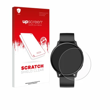 Parte frontal de un envase de producto con el logotipo de la marca upscreen. Al lado se muestra el dispositivo SPC Smartee Duo