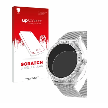 Parte frontal de un envase de producto con el logotipo de la marca upscreen. Al lado se muestra el dispositivo Powerwill Smart
