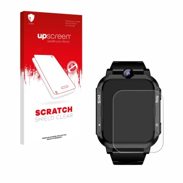 Parte frontal de un envase de producto con el logotipo de la marca upscreen. Al lado se muestra el dispositivo Blackview Z20 K