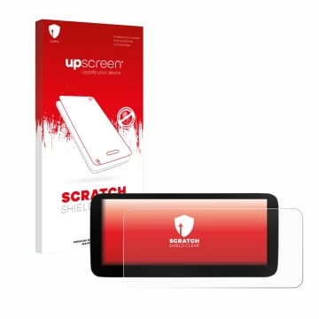 Parte frontal de un envase de producto con el logotipo de la marca upscreen. Al lado se muestra el dispositivo Xtrons B0CMTQ48