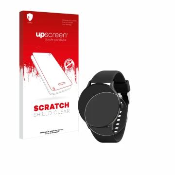 Parte frontal de un envase de producto con el logotipo de la marca upscreen. Al lado se muestra el dispositivo Reflex Active S
