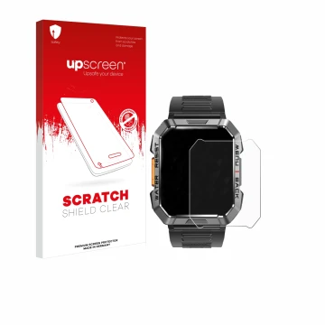 Parte frontal de un envase de producto con el logotipo de la marca upscreen. Al lado se muestra el dispositivo Iowodo W60 2