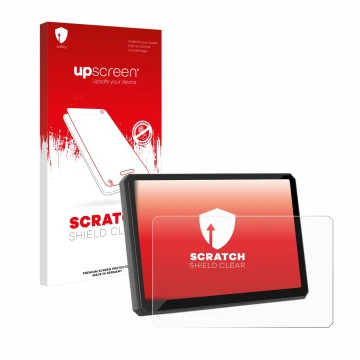 Parte frontal de un envase de producto con el logotipo de la marca upscreen. Al lado se muestra el dispositivo Carpuride W502B