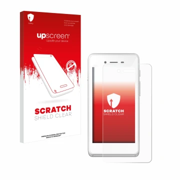 Parte frontal de un envase de producto con el logotipo de la marca upscreen. Al lado se muestra el dispositivo Pax A50 wallee 