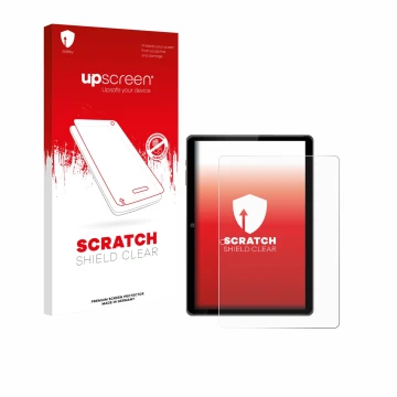 Parte frontal de un envase de producto con el logotipo de la marca upscreen. Al lado se muestra el dispositivo Awow P11 10
