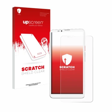 Parte frontal de un envase de producto con el logotipo de la marca upscreen. Al lado se muestra el dispositivo Bigme Hibreak P