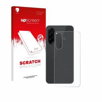 Parte frontal de un envase de producto con el logotipo de la marca upscreen. Al lado se muestra el dispositivo Samsung Galaxy 