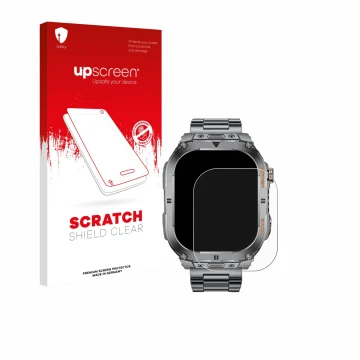 Parte frontal de un envase de producto con el logotipo de la marca upscreen. Al lado se muestra el dispositivo Esfoe ZC-EF9-A 