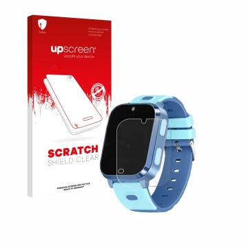 Parte frontal de un envase de producto con el logotipo de la marca upscreen. Al lado se muestra el dispositivo Noctiluxia 4G K