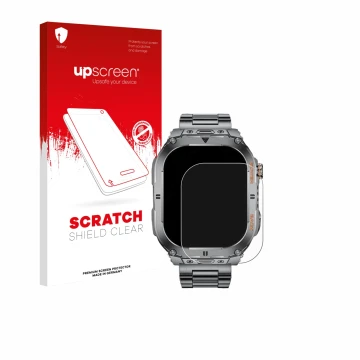 Parte frontal de un envase de producto con el logotipo de la marca upscreen. Al lado se muestra el dispositivo SUNKTA EF9-A 2.