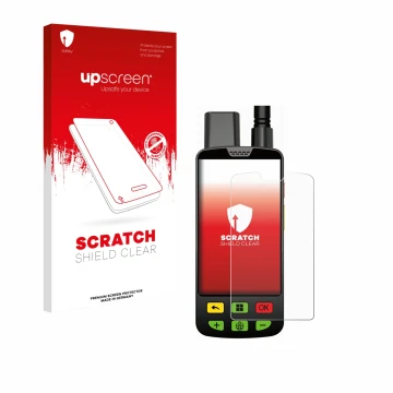 Parte frontal de un envase de producto con el logotipo de la marca upscreen. Al lado se muestra el dispositivo Aduro Locit GPS