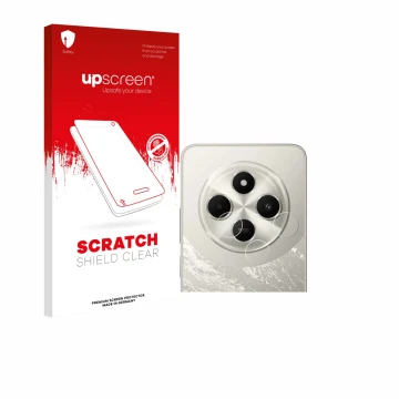 Parte frontal de un envase de producto con el logotipo de la marca upscreen. Al lado se muestra el dispositivo Xiaomi Poco C75