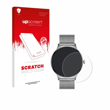 Parte frontal de un envase de producto con el logotipo de la marca upscreen. Al lado se muestra el dispositivo Pireware Slim S