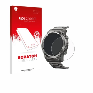 Parte frontal de un envase de producto con el logotipo de la marca upscreen. Al lado se muestra el dispositivo Naixues 55G 1.4