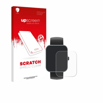 Parte frontal de un envase de producto con el logotipo de la marca upscreen. Al lado se muestra el dispositivo Alutoria S80K 1