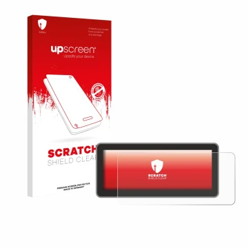 Parte frontal de un envase de producto con el logotipo de la marca upscreen. Al lado se muestra el dispositivo Vantrue Nexus 4