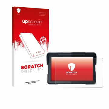Parte frontal de un envase de producto con el logotipo de la marca upscreen. Al lado se muestra el dispositivo Lamtto RC19 7