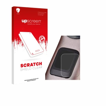 Parte frontal de un envase de producto con el logotipo de la marca upscreen. Al lado se muestra el dispositivo Specialized Tur