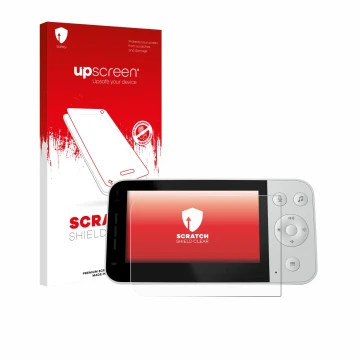 Parte frontal de un envase de producto con el logotipo de la marca upscreen. Al lado se muestra el dispositivo Philips Avent S