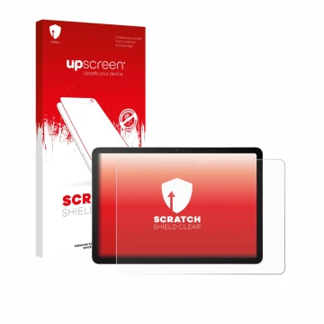 Parte frontal de un envase de producto con el logotipo de la marca upscreen. Al lado se muestra el dispositivo Wacom MovinkPad