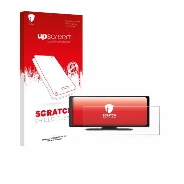 Parte frontal de un envase de producto con el logotipo de la marca upscreen. Al lado se muestra el dispositivo Carpuride V92 1