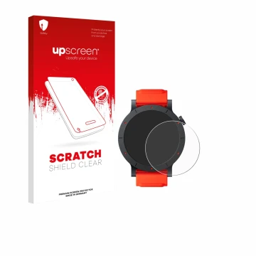 Parte frontal de un envase de producto con el logotipo de la marca upscreen. Al lado se muestra el dispositivo Nothing CMF Wat