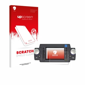 Parte frontal de un envase de producto con el logotipo de la marca upscreen. Al lado se muestra el dispositivo ESU Ecos 50220 