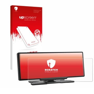 Parte frontal de un envase de producto con el logotipo de la marca upscreen. Al lado se muestra el dispositivo Avylet RC11 8.1