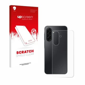 Parte frontal de un envase de producto con el logotipo de la marca upscreen. Al lado se muestra el dispositivo Samsung Galaxy 