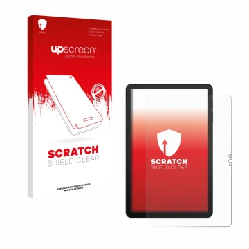 Parte frontal de un envase de producto con el logotipo de la marca upscreen. Al lado se muestra el dispositivo Telekom T Table
