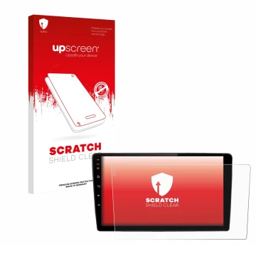 Parte frontal de un envase de producto con el logotipo de la marca upscreen. Al lado se muestra el dispositivo Junsun V2 Plus 
