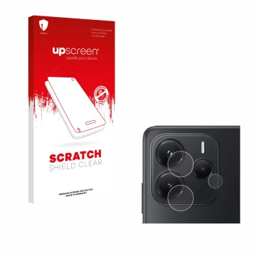 Parte frontal de un envase de producto con el logotipo de la marca upscreen. Al lado se muestra el dispositivo Xiaomi Redmi No