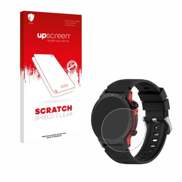 Parte frontal de un envase de producto con el logotipo de la marca upscreen. Al lado se muestra el dispositivo Popglory S136 c