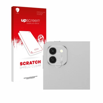 Parte frontal de un envase de producto con el logotipo de la marca upscreen. Al lado se muestra el dispositivo Honor Magicpad 