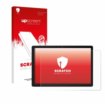 Parte frontal de un envase de producto con el logotipo de la marca upscreen. Al lado se muestra el dispositivo Yicty MB1001 10
