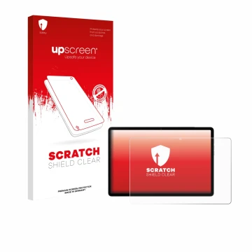 Parte frontal de un envase de producto con el logotipo de la marca upscreen. Al lado se muestra el dispositivo Black Shark Pad