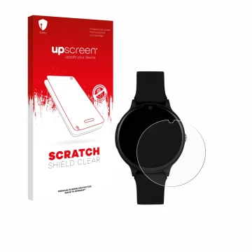 Parte frontal de un envase de producto con el logotipo de la marca upscreen. Al lado se muestra el dispositivo One2Track Conne