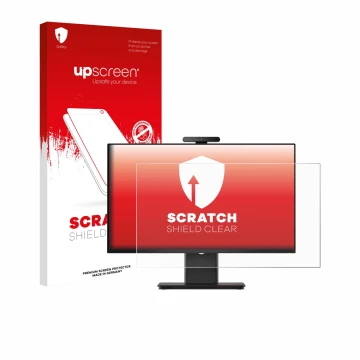 Parte frontal de un envase de producto con el logotipo de la marca upscreen. Al lado se muestra el dispositivo Lenovo ThinkCen