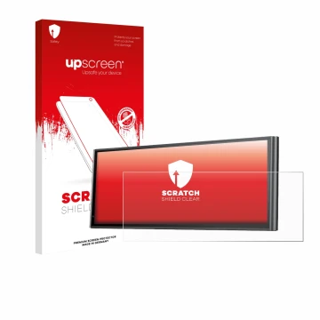 Parte frontal de un envase de producto con el logotipo de la marca upscreen. Al lado se muestra el dispositivo Krunia 9.26