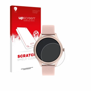 Parte frontal de un envase de producto con el logotipo de la marca upscreen. Al lado se muestra el dispositivo Reflex Active S