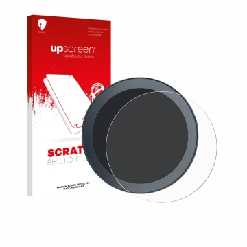 Parte frontal de un envase de producto con el logotipo de la marca upscreen. Al lado se muestra el dispositivo QJ Motor SRV 60