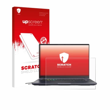 Parte frontal de un envase de producto con el logotipo de la marca upscreen. Al lado se muestra el dispositivo Gigabyte AORUS 