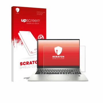 Parte frontal de un envase de producto con el logotipo de la marca upscreen. Al lado se muestra el dispositivo MSI Prestige A1