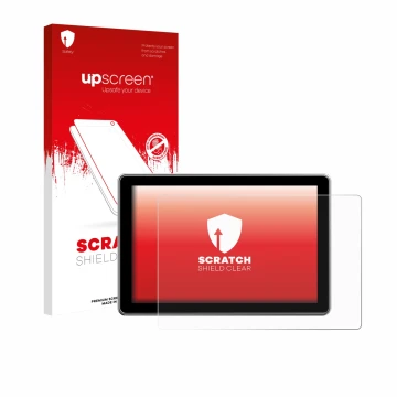 Parte frontal de un envase de producto con el logotipo de la marca upscreen. Al lado se muestra el dispositivo Rollei Viltrox 