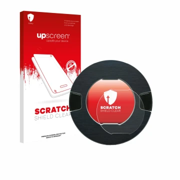 Parte frontal de un envase de producto con el logotipo de la marca upscreen. Al lado se muestra el dispositivo OOONO P-DISC NO